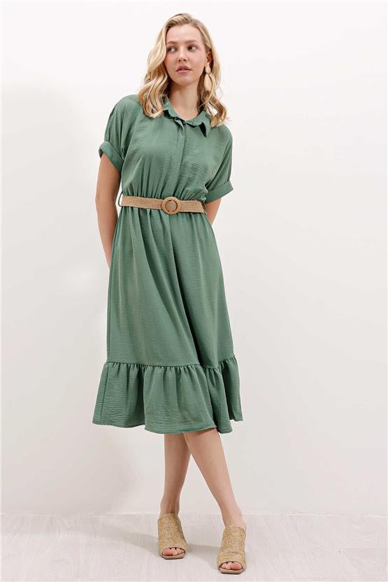 Bigdart 2292 Mint Kadın Kemerli Elbise