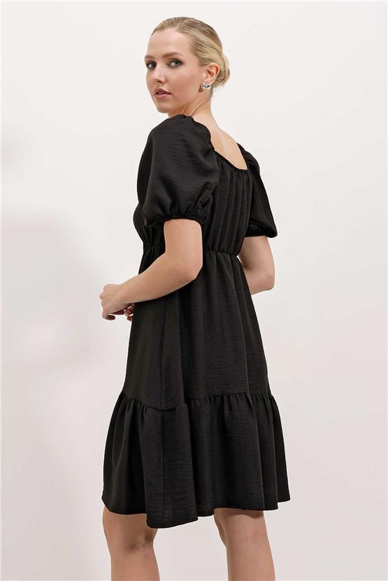 Bigdart 2351 Siyah Kadın Poplin Mini Elbise