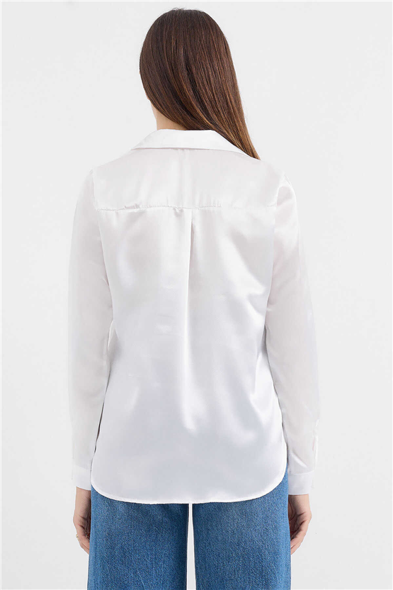 Bigdart 3964 Beyaz Kadın Gömlek
