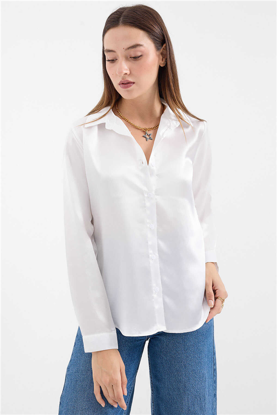 Bigdart 3964 Beyaz Kadın Gömlek