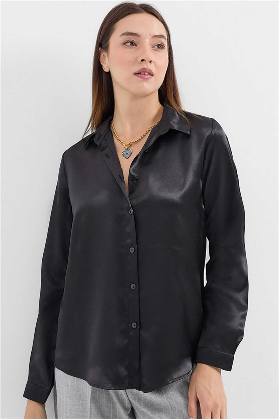 Bigdart 3964 Siyah Kadın Gömlek