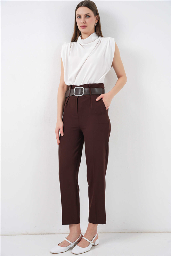 Bigdart 6556 Kahve Kemerlı Kumaş Pantolon
