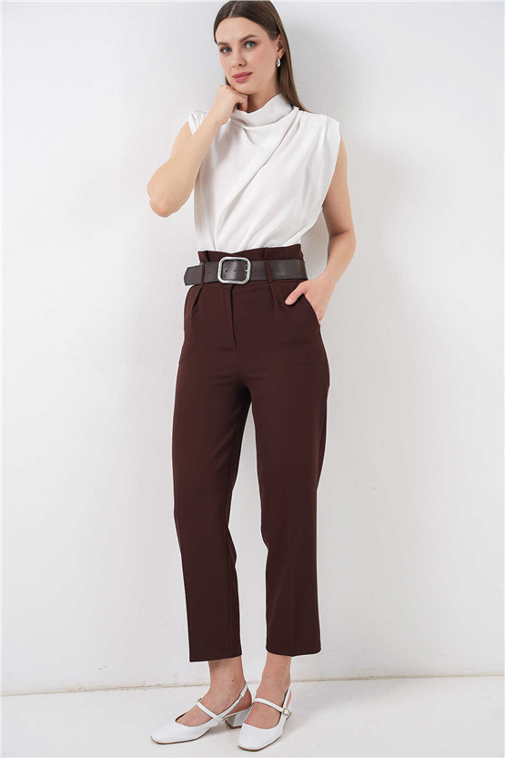 Bigdart 6556 Kahve Kemerlı Kumaş Pantolon