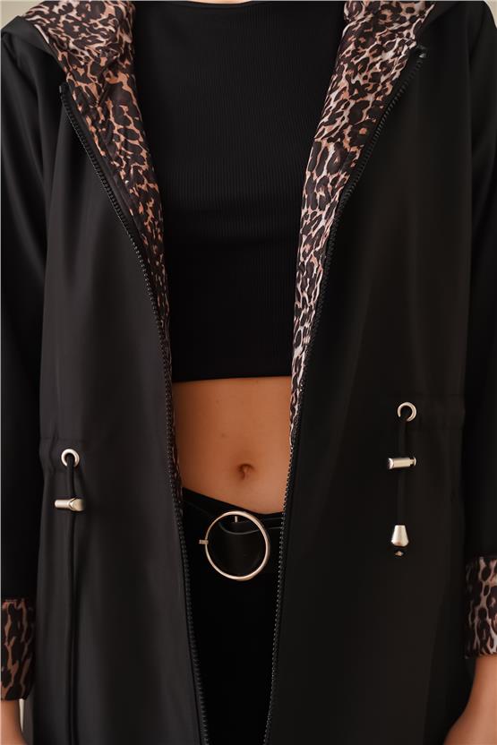 Bigdart 9091 Siyah Kadın Uzun Trençkot