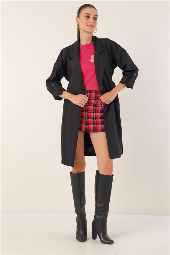 Bıgdart 9104 Sıyah Kadın Trençkot