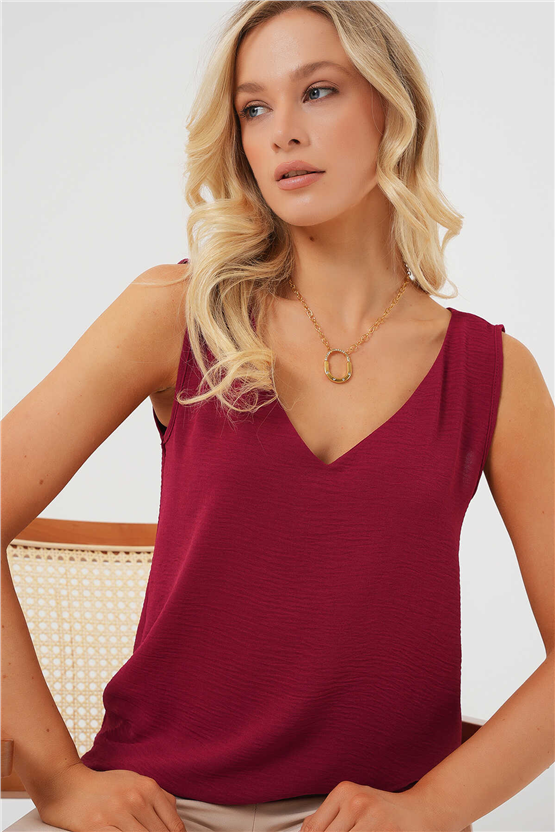 Bigdart 950 Bordo Kadın Sıfır Kol Bluz 36-42