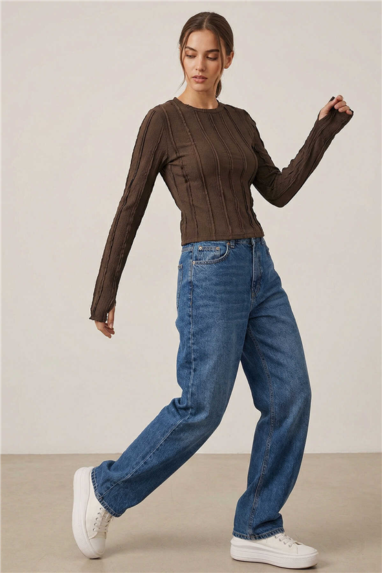 Bigdart 980 Kahverengi Kadın Bluz 36-42