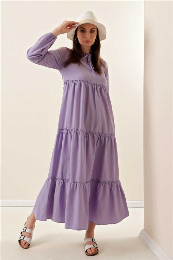 Bıgdart Y25 1627 Lıla Kadın Yaka Bagcıklı Tesettur Elbıse