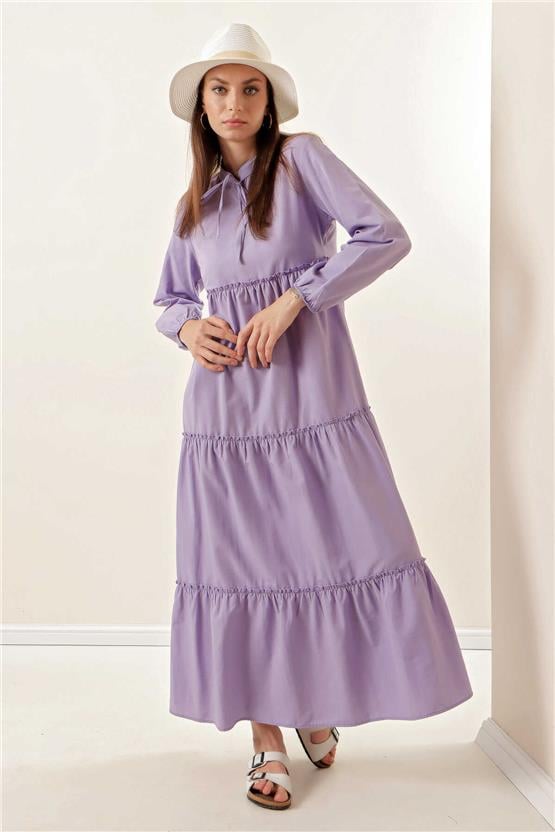 Bıgdart Y25 1627 Lıla Kadın Yaka Bagcıklı Tesettur Elbıse