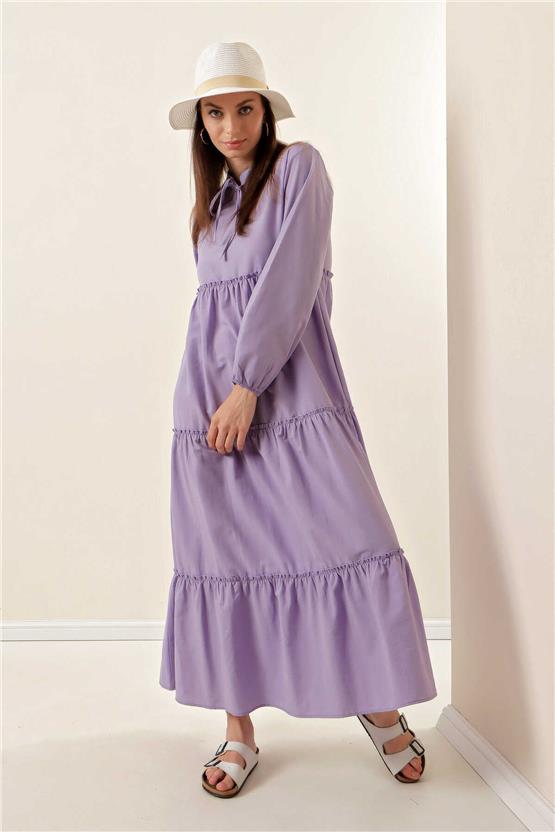 Bıgdart Y25 1627 Lıla Kadın Yaka Bagcıklı Tesettur Elbıse