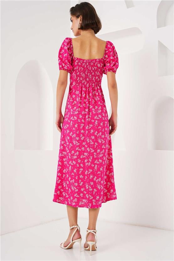 Bıgdart Y25 2387 Fuşya Yırtmaç Detaylı Elbise