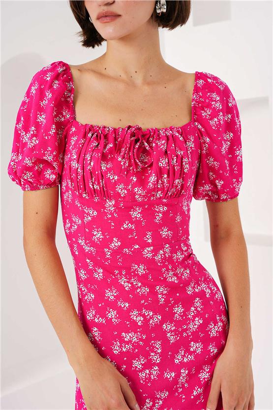 Bıgdart Y25 2387 Fuşya Yırtmaç Detaylı Elbise
