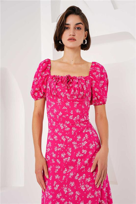 Bıgdart Y25 2387 Fuşya Yırtmaç Detaylı Elbise