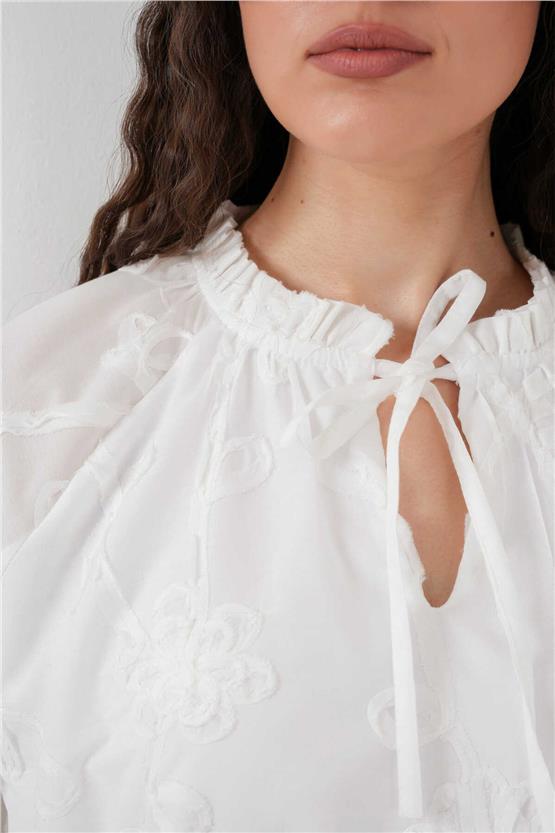 Bıgdart Y25 2528 Beyaz Kadın Desenlı Kısa Elbıse