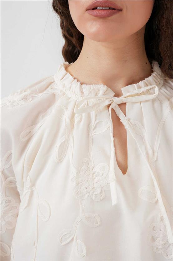 Bıgdart Y25 2528 Krem Kadın Desenlı Kısa Elbıse