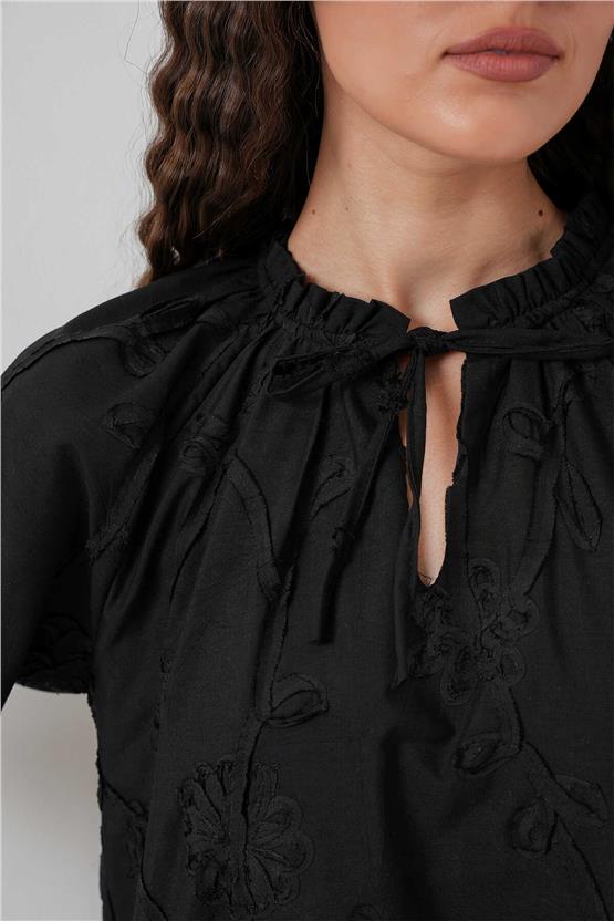 Bıgdart Y25 2528 Siyah Kadın Desenlı Kısa Elbıse