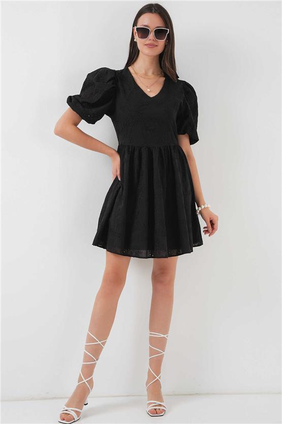Bıgdart Y25 2529 Sıyah Kadın Fıstolu Kısa Elbıse