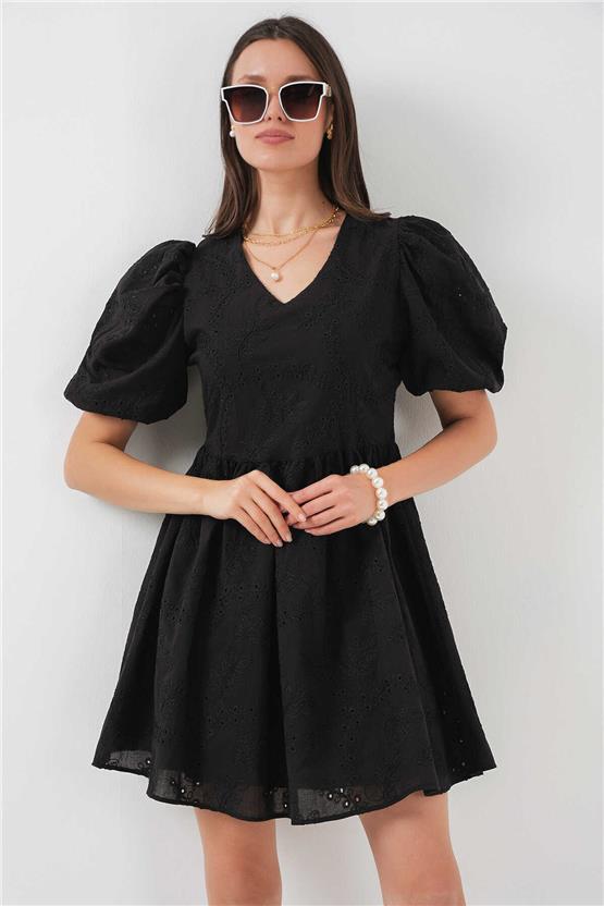 Bıgdart Y25 2529 Sıyah Kadın Fıstolu Kısa Elbıse