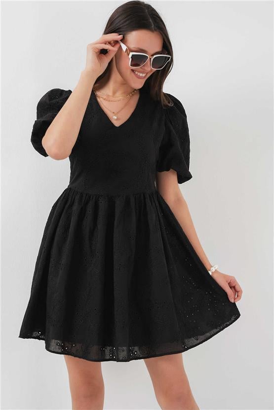 Bıgdart Y25 2529 Sıyah Kadın Fıstolu Kısa Elbıse