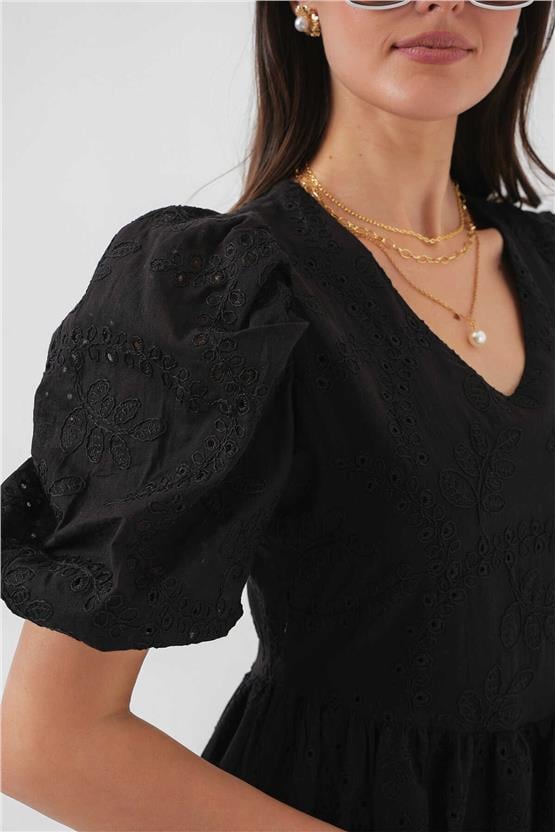 Bıgdart Y25 2529 Sıyah Kadın Fıstolu Kısa Elbıse