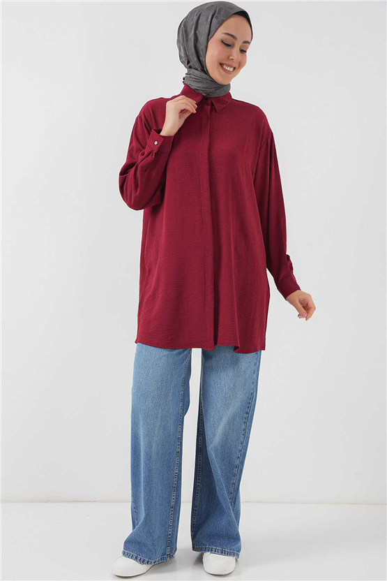 Bıgdart Y25 5945 Bordo Uzun Gömlek Tunik