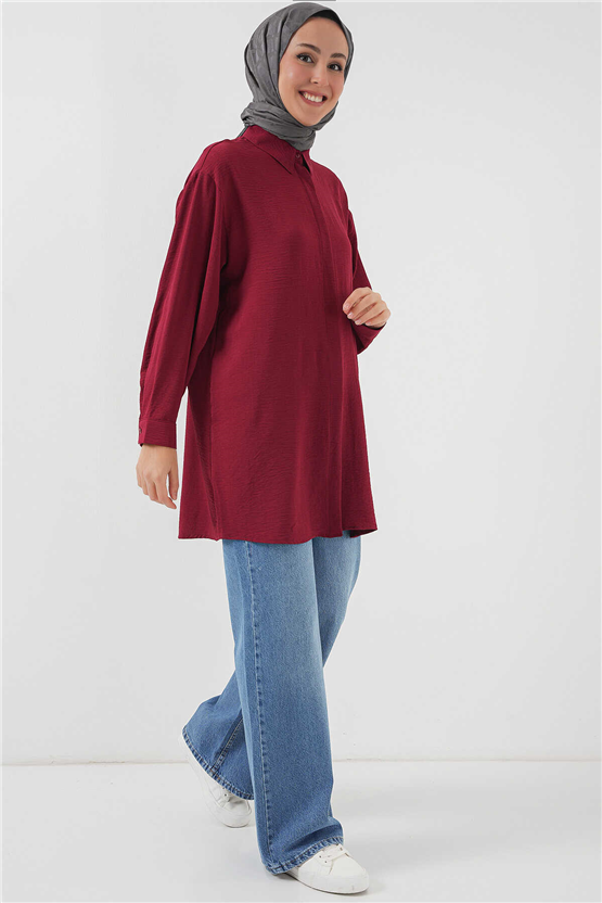 Bıgdart Y25 5945 Bordo Uzun Gömlek Tunik