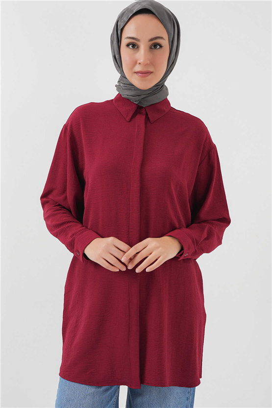 Bıgdart Y25 5945 Bordo Uzun Gömlek Tunik