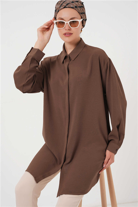 Bıgdart Y25 5945 Kahve Uzun Gömlek Tunik