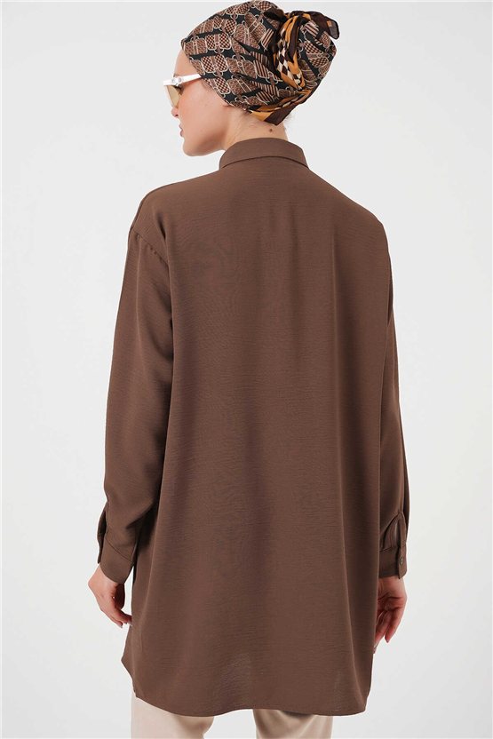 Bıgdart Y25 5945 Kahve Uzun Gömlek Tunik