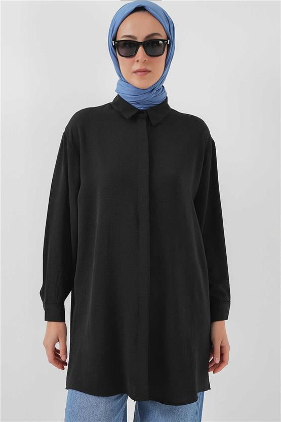 Bıgdart Y25 5945 Siyah Uzun Gömlek Tunik