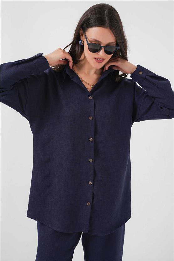 Bıgdart Y25 6622 Lacıvert Keten Ikılı Takım