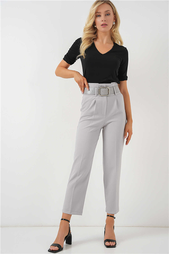 Bigdart Y26 6556 Gri Kemerlı Kumas Pantolon 36-44