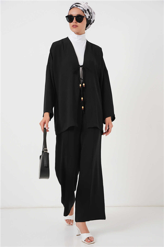 Bigdart Y26 6739 Siyah Ayrobin Kimono İkili Takım 36-44
