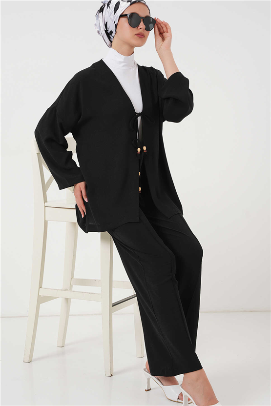 Bigdart Y26 6739 Siyah Ayrobin Kimono İkili Takım 36-44