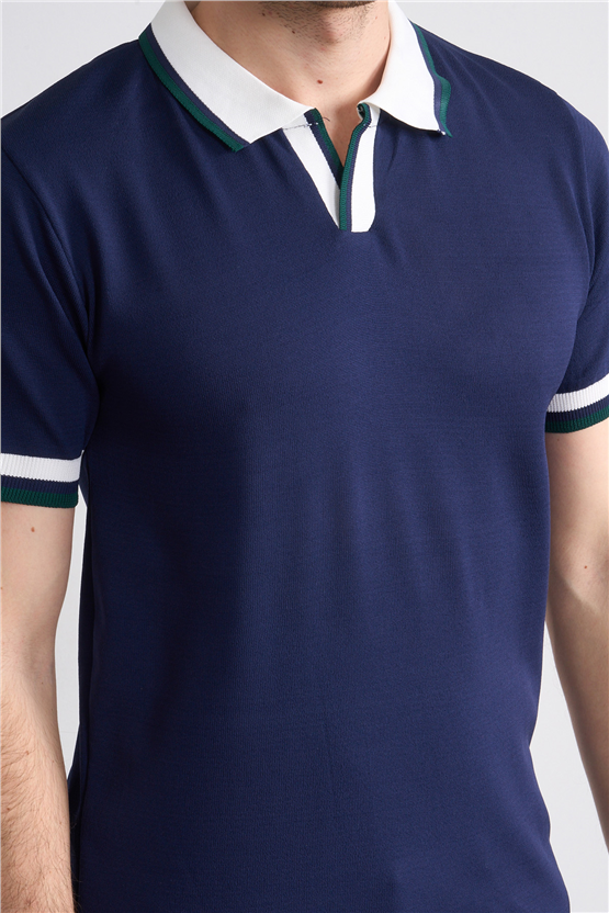 C.K Y26 804 Lacivert Erkek Triko Polo Yaka Tişört M-Xxl