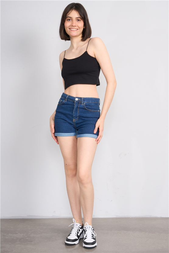 C.K Y26 8453 Fithit Byn Ip Askılı Penye Crop Atlet Siyah