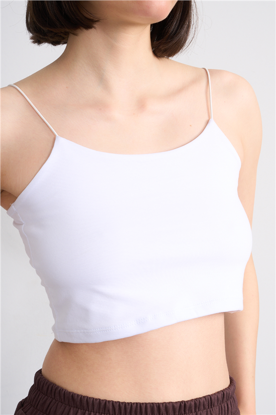 C.K Y26 8453 Fithit Byn Ip Askılı Penye Crop Atlet Beyaz