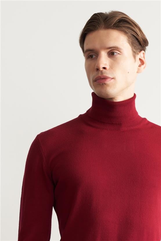 C.K 3177 Mentality Erkek Balıkçı Yaka Triko Basic Bordo