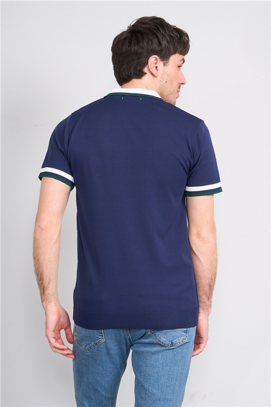 C.K Y26 804 Lacivert Erkek Triko Polo Yaka Tişört M-Xxl