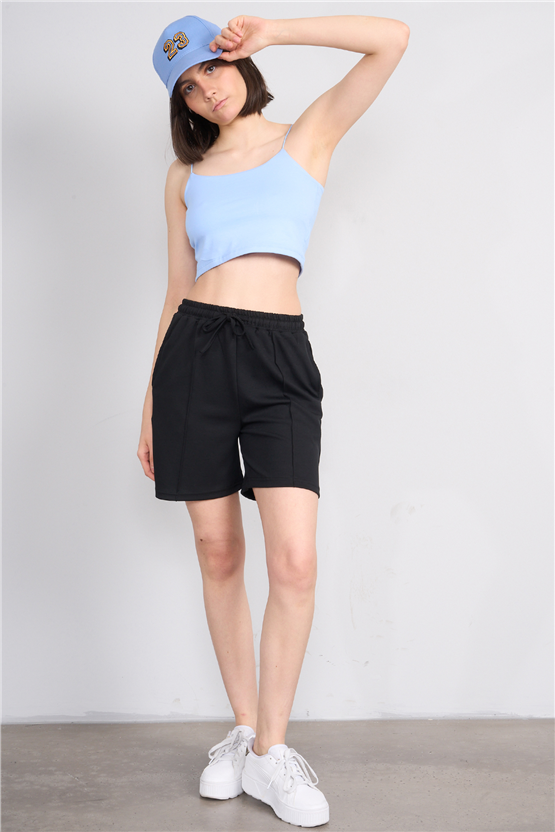 C.K Y26 8453 Fithit Byn Ip Askılı Penye Crop Atlet Bebe Mavi