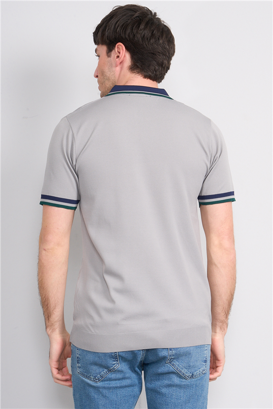 C.K Y26 804 Gri Erkek Triko Polo Yaka Tişört M-Xxl