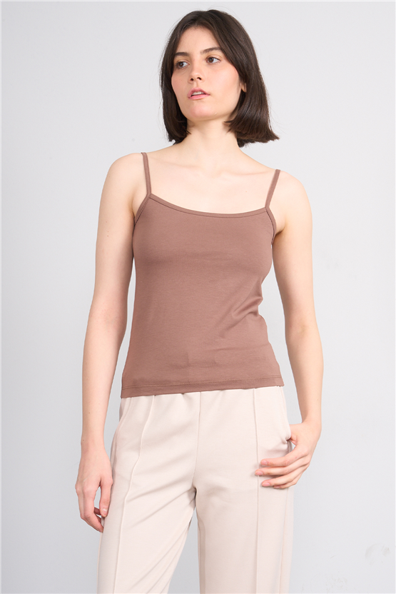 C.K Y26 8516 Fithit Byn Askılı Penye Atlet Kakao