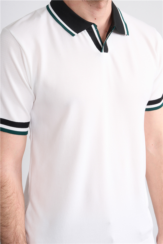 C.K Y26 804 Beyaz Erkek Triko Polo Yaka Tişört M-Xxl