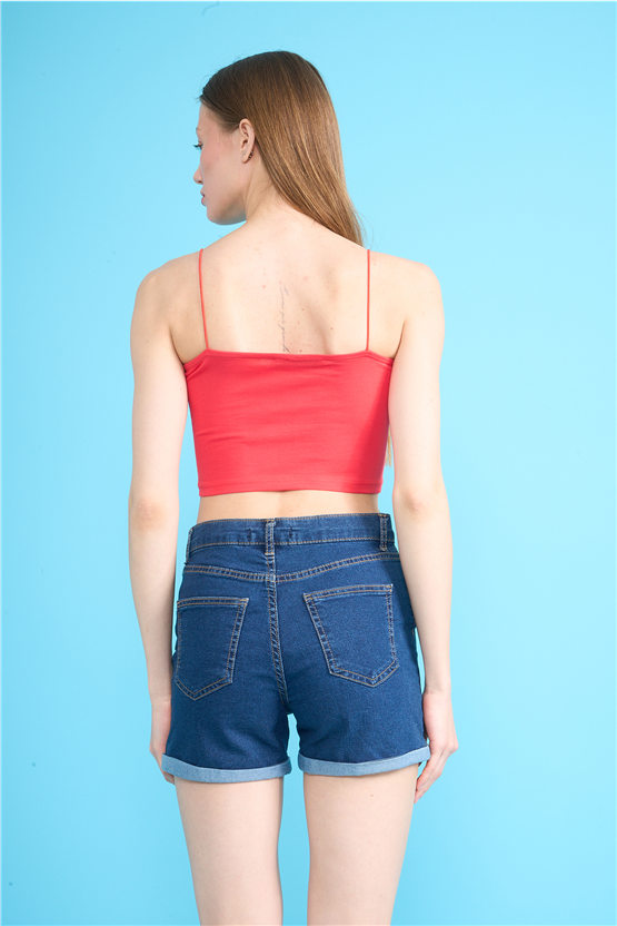 C.K Y26 8453 Fithit Byn Ip Askılı Penye Crop Atlet Nar Cıcegı