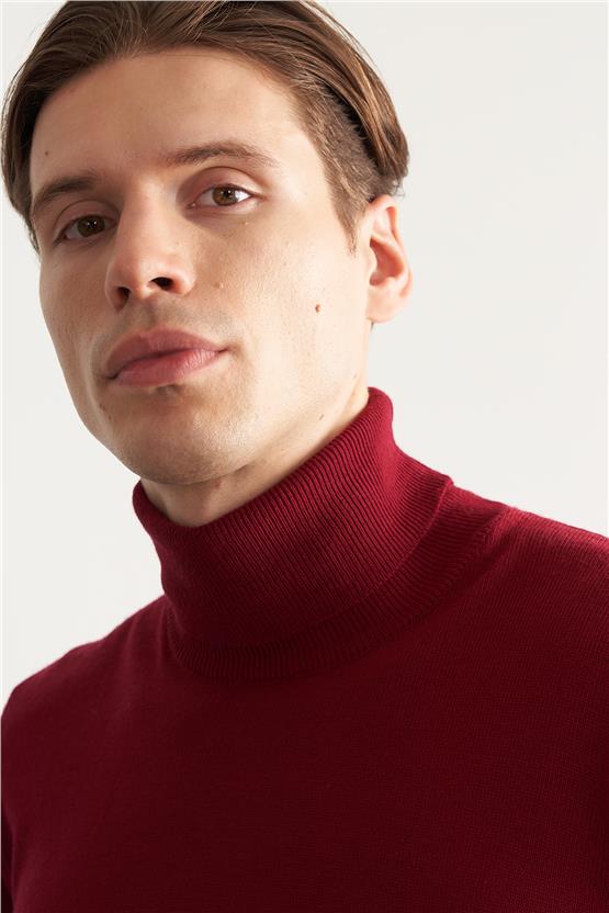 C.K 3177 Mentality Erkek Balıkçı Yaka Triko Basic Bordo