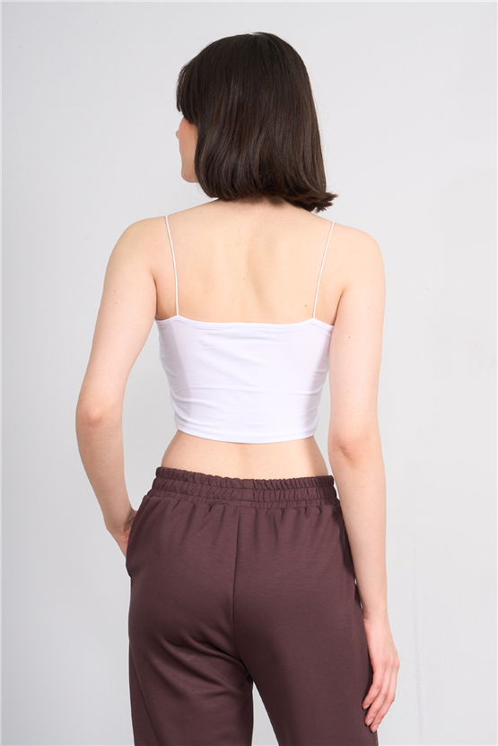 C.K Y26 8453 Fithit Byn Ip Askılı Penye Crop Atlet Beyaz
