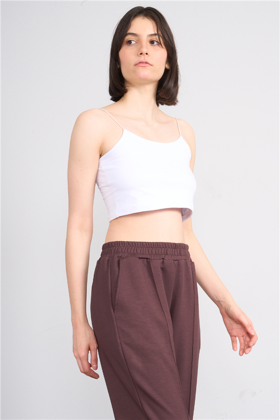 C.K Y26 8453 Fithit Byn Ip Askılı Penye Crop Atlet Beyaz