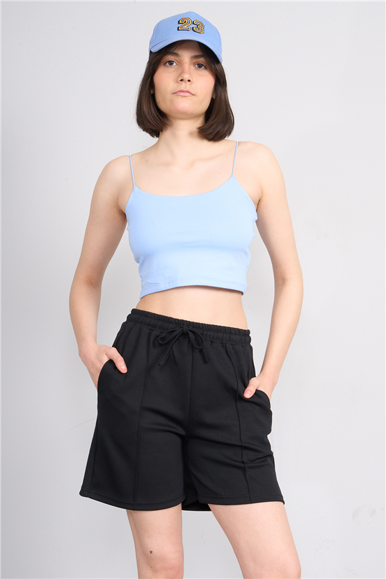 C.K Y26 8453 Fithit Byn Ip Askılı Penye Crop Atlet Bebe Mavi