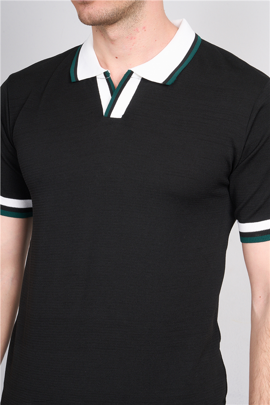 C.K Y26 804 Siyah Erkek Triko Polo Yaka Tişört M-Xxl