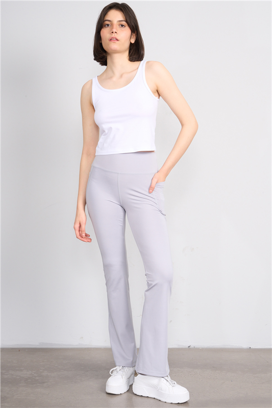 C.K Y26 8282 Fithit Byn Askılı Penye Crop Atlet Beyaz